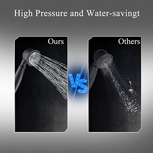 Senlesen Matte Black Bathroom Single Handle Freestanding Bathtub Faucet Floor Mounted Waterfall Tub Filler with Hand Shower Set - Thumbnail 7