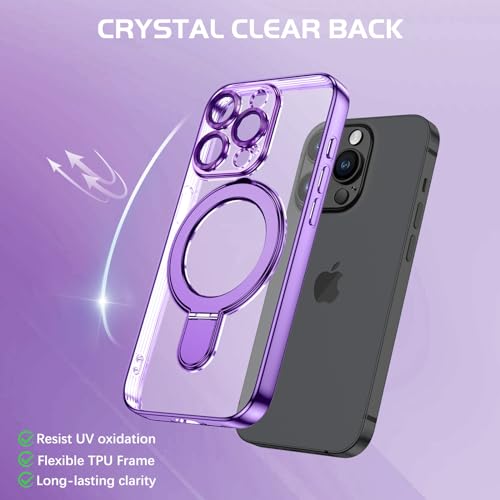 Coque iPhone 15 Pro Max fine magnétique violette pour éviter les bris d'écran