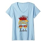 Mujer Tudela Girl, Bandera España España Camiseta Cuello V