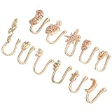 POPETPOP 11 Piezas Anillos Nariz Falsos Cobre con Circonita Clip Septum sin Perforación Joyería Corporal Ligera para Mujeres y Hombres