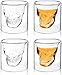 Skull Shot Glasses Set of 2 – Crystal Skull Whiskey Glass for Men – Spooky Halloween & Gothic Bar Gift – Unique Shot Glasses for Vodka, Bourbon, and Cocktails