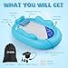 Inflatable Toddler Travel Bed - Blow Up Mattress Oval Toddler Air Mattress with Waterproof Sheet - Portable Kids Air Mattress with 3 Sides Bumpers for Sleeping Camping Traveling(Blue)
