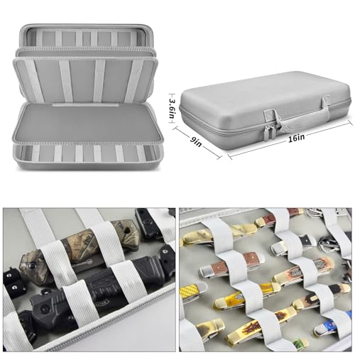 Image of GWCASE 66+ Pocket Knife Storage Case for Folding Knives, Butterfly Knives | 88 Elastic Slots in Four Sizes, Hard EVA Protection for EDC Collectors, Home Display, Camping and Travel, Gray, Case Only