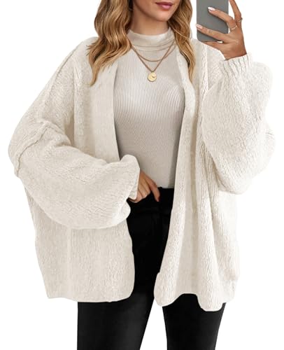 Saodimallsu Womens Oversized Cardigan Sweaters Open Front Chunky Knit Casual Long Lantern Sleeve Fall Sweater Coats