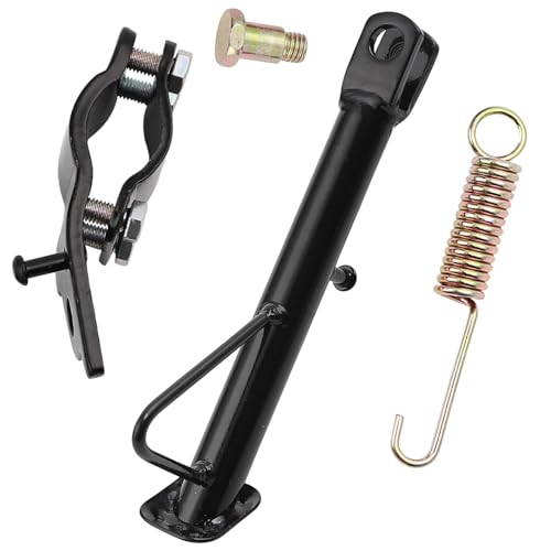 Image of Mokuo Dirt Bike Stand,Motorcycle Kickstand, Scooter Mopeds Side Stand Come with Mounting Bracket in Iron Material Compatible with Most Scooter Mopeds Mini Bike,Height of 13.7cm Above Ground
