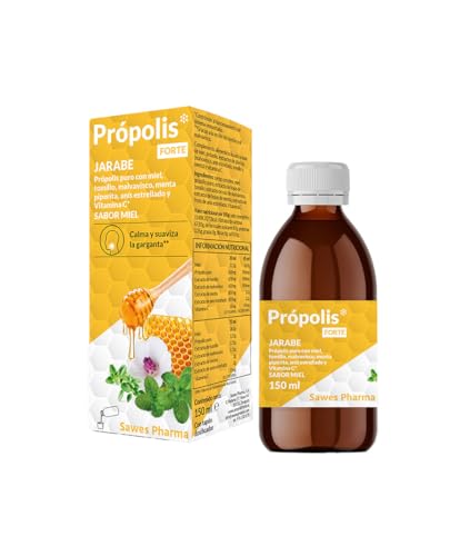 SAWES Jarabe de Própolis con Miel y Vitamin, Tomillo Malvavisco Menta y Anís Estrellado Suaviza la Garganta y Confort Respiratorio 150 ml