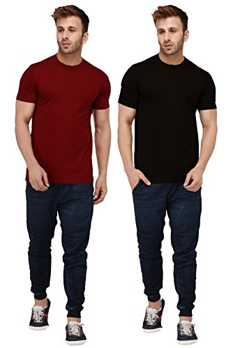 Image of London Hills Solid Cotton Blend Half Sleeve Regular Men Round Neck Tshirts | T Shirt For Man | Tshirt | Shirts Men | Tshirt For Man | T-shirt | T-shirts | Stylish | Gym Wear For Workout | MultiColored