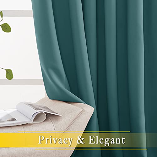 NICETOWN Blackout Room Darkening Window Curtain - Thermal Insulated Solid Grommet Blackout Curtain/Drape for Living Room/Villa (Sea Teal, Single Panel, 80 by 108-inch)