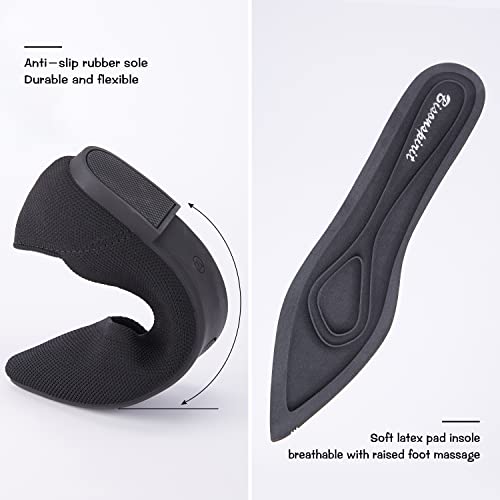 Bison Spirit Women's Ballet Flat Shoes Knit Dress Shoes Slip On Ballerina Walking Flats Pointed Toe Flats (Yellow-01,8) #TOP5