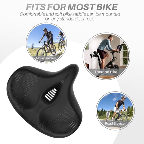 Image of Oversized Bike Seat for Peloton Bike & Bike+, Comfort Seat Cushion Compatible with Peloton, Road or Exercise Bikes, Bicycle Wide Saddle Replacement for Men & Women, Accessories for Peloton