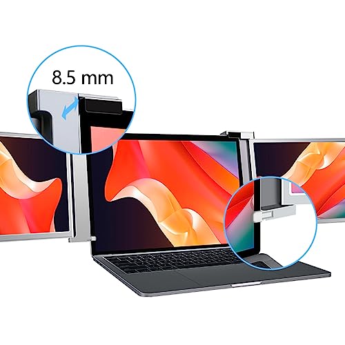 Vikye Laptop-Monitor mit DREI Bildschirmen, 15,4 Zoll HD 1080P IPS, Einziehbarer Ständer, Tragbarer Monitor für Laptop, Typ C-Anschlüsse, Tragbarer Dual-Extender-Laptop-Bildschirm für – Bild 5