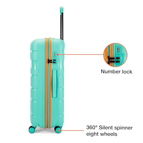 Image of Nasher Miles Jupiter Hard-Sided Polypropylene Check-in Luggage 28 inch | 75cm | 8 Wheels Large Trolley Bag for Travel | Suitcase (Teal)