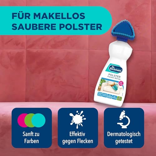 Dr. Beckmann Polster Flecken-Bürste, Flüssigkeit | Polsterreiniger gegen hartnäckige Flecken und Gerüche auf Sofas, Autositzen etc. | inkl. praktischem Bürstenapplikator | 400 ml