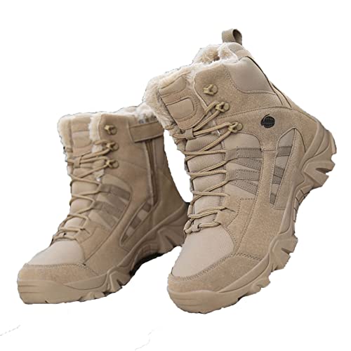 GUOANFG Stivali da Trekking con Aumento Interno da Uomo Stivali da Neve da Trekking Invernali A Vita Alta Stivaletti Stringati da Passeggio Caldi Scarpe da Trekking,B-46 EU