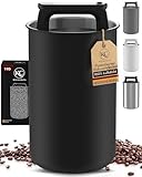 KC Kitchen & Co. Kaffeedose luftdicht f&uuml;r 1 kg Kaffeebohnen &ndash; Edelstahl Vorratsdose mit Vakuumdeckel & Aromaverschluss &ndash; Aufbewahrungsdose f&uuml;r Kaffee, Tee, Zucker, M&uuml;sli Schwarz Matt (2800 ml)