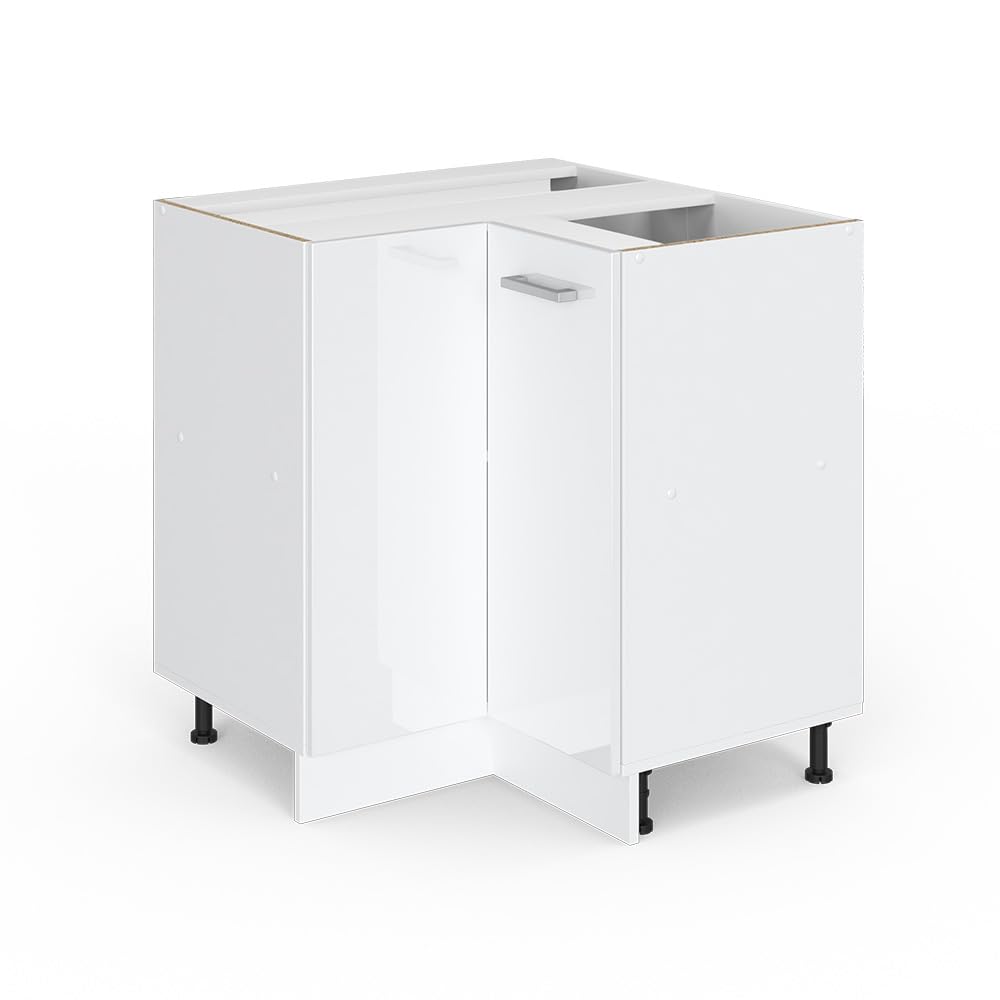Vicco Eckschrank für Hausrat R-Line, Weiß Hochglanz, 75.6 cm