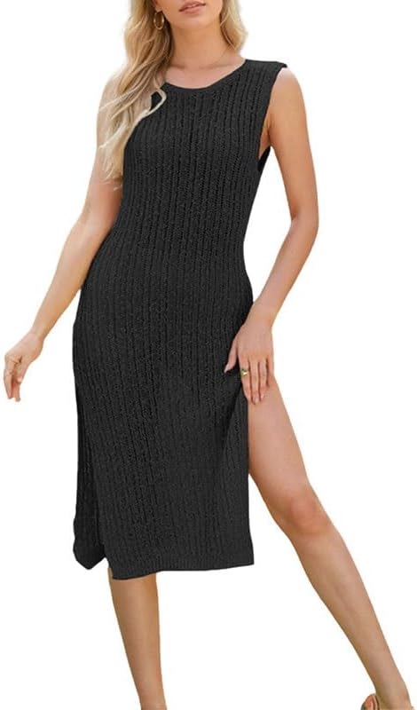 JSEIAJB Knitwear Dress Round Fashion Casual Loose Dress