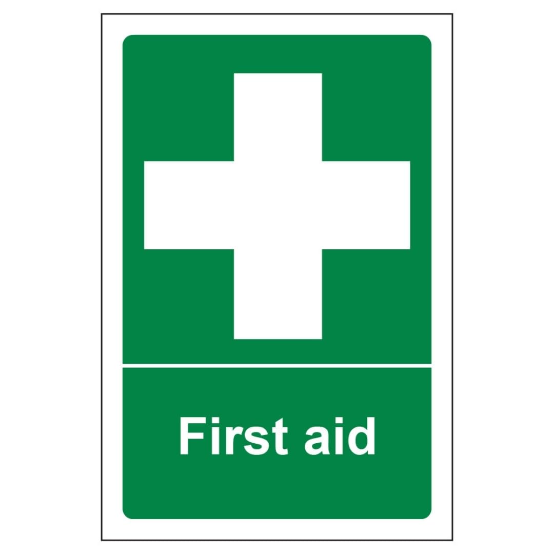 V Safety First Aid - Portrait 200 x 300 mm - 3mm Brushed Aluminium Composite Safety Sign