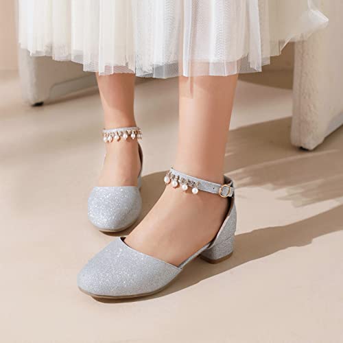 Bride Wedding Ankle Strap Block Low Mid Heels Sandals Shiny4