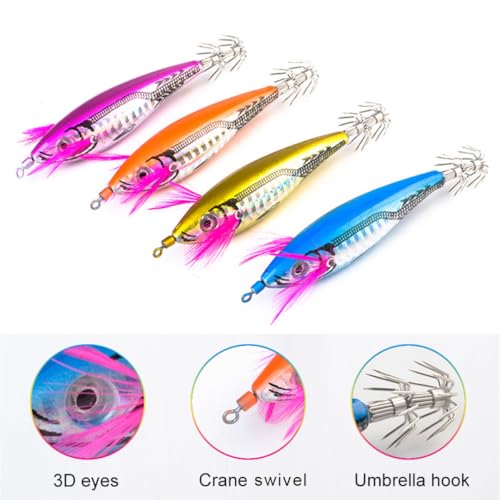 Cebos de pesca resistentes y ligeros TEHAUX pack de 4 piezas 5