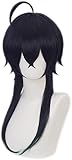 Cosplay Wig Anime Twisted-Wonderland Cosplay Peluca, Hombres Azul Oscuro Color Verde Mezclado Largo Recto con Cabello Mudo for Malleus Draconia Juego de rol Pelucas de Halloween con Gorro de Peluca