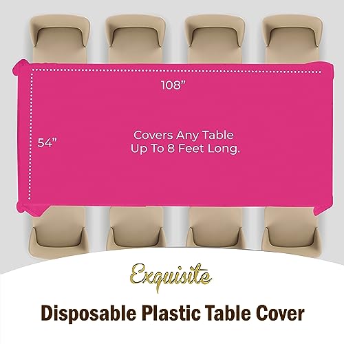 Image of Party Solids Cerise Rectangular Plastic Tablecloth - 54x108 Inch, Pack Of 24