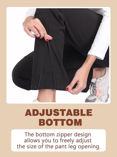 Zalify Damen-Skihose, wasserdicht, mit Fleece gefüttert, isoliert, Softshellhose, warme Hose für Winter, Wandern, Outdoor, Schwarz, Größe 4XL