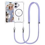 VooDirop for iPhone 17 Case with Crossbody Lanyard, Compatible with MagSafe, Clear Magnetic Phone Case with Strap Adjustable, Shockproof Drop Protection, for iPhone 17 6.3''