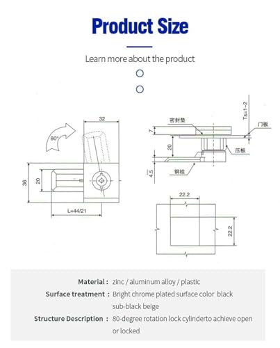 Serrure à came MS813 anti-effraction en alliage de zinc pour coffret électrique