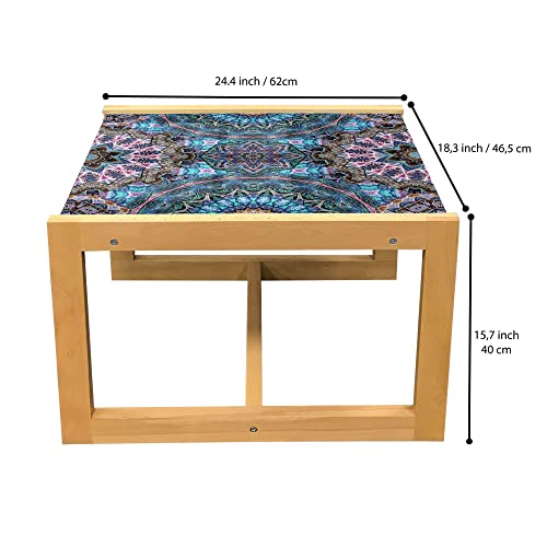 Ambesonne Mandala Coffee Table, Oriental Psychedelic Starry Eastern Colorful Folkloric Ethnic Trippy Motives, Acrylic Glass Center Table With Wooden Frame For Offices Dorms, Small, Blue Multicolor #TOP1
