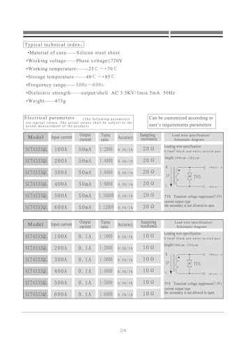 Transformador de corriente 400A-5A sensor de CA de nucleo dividido SCT4333QL precision 6