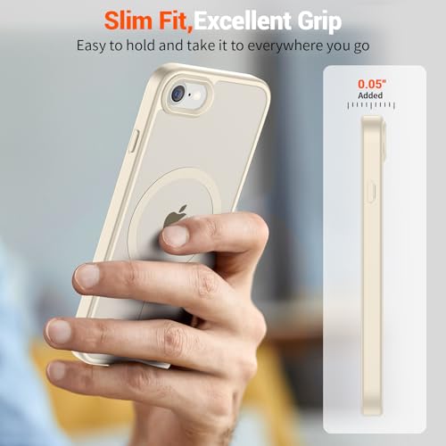 Image of SUPFINE Magnetic for iPhone SE Case 2022 (3rd) /2020 (2nd), iPhone 8 Case (Compatible with MagSafe) (Military Grade Drop Protection) Slim Translucent Matte Phone Case, Antique White