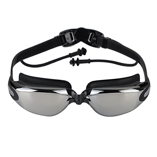 JZxin Swim Goggles Anti Fog Swimming Goggles Adjustable Strap Waterproof No Leaking UV Protection with Free Protection Case for Men Women Adult Youth(Black)