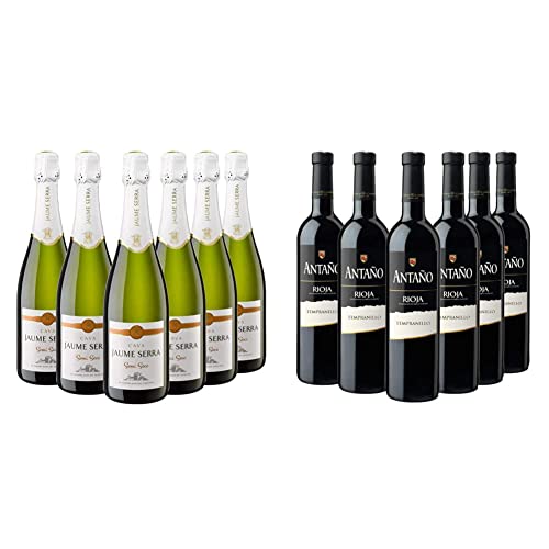 Jaume Serra - Cava Semi Seco - Caja de 6 botellas x 750 ml & Antaño Tempranillo - Vino Tinto D.O Rioja - Caja de 6 Botellas x 750 ml