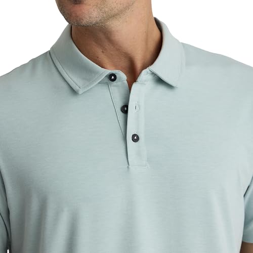Free Fly Men's Flex Polo II - Ultra-Soft Bamboo Viscose UPF 50+ Sun Protection Polo Shirt for Men with Temperature Regulation - Heather Ocean Mist, X-Large