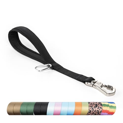 TSPRO Guinzaglio Corto da Addestramento per Cani Taglia Grande, 36 cm con Maniglia Imbottita e Fibbia Metallica Robusta (Nero)