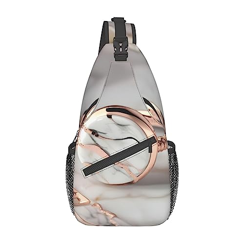 Sac à dos à bandoulière marbre blanc or rose noir taille unique homme femme