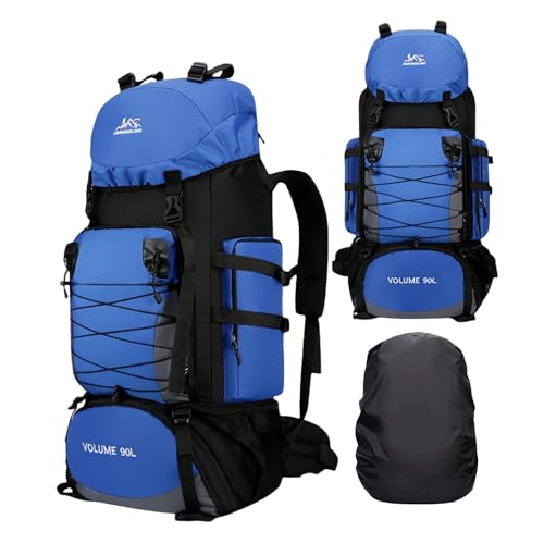 DEIUOGE Waterproof Rucksack 90L Large Backpack Rucksack for Men Survival Travel Camping Hiking Backpack with Rain Cover