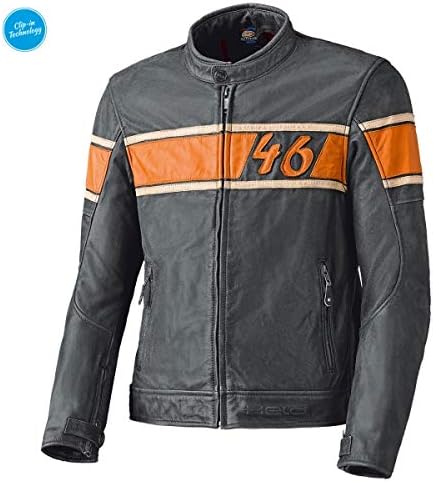 Held Men's Retro STONE Chrypy-Beige-Orange Cowhide Leather Motorcycle Jacket with Breathable Mesh Lining, Basin Adjustment, Shoulder and Elbow Protectors 62