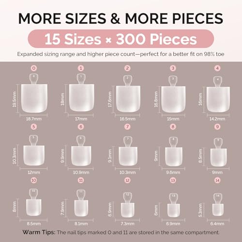 Image of MelodySusie Square Toe X Nail Tips - 300Pcs 15 Sizes Clear Acrylic, Full Matte Full Cover Press on Nails for DIY Extension & Salon Use,Pre-Shaped for Long-Lasting Manicure