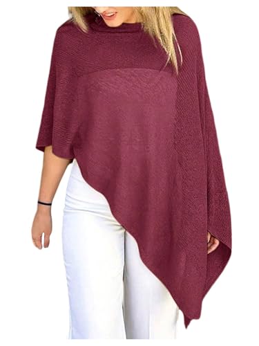 GORGLITTER Women's Sheer Poncho Shawl Bat Wing Cape Tops Crochet