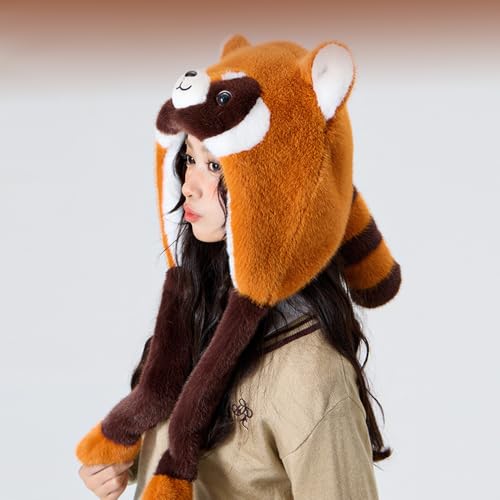 Adorable Winter Animal Plush Hat with Moving Ears - Funny-Crazy Earmuff Hat for Girls & Women2