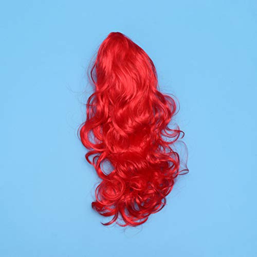 Lurrose Woman Long Curly Wig Heat Resistant Fiber Wigs with Bangs Synthetic Hairpiece Cosplay Wig for Halloween Christmas Party (Red) - Image 3