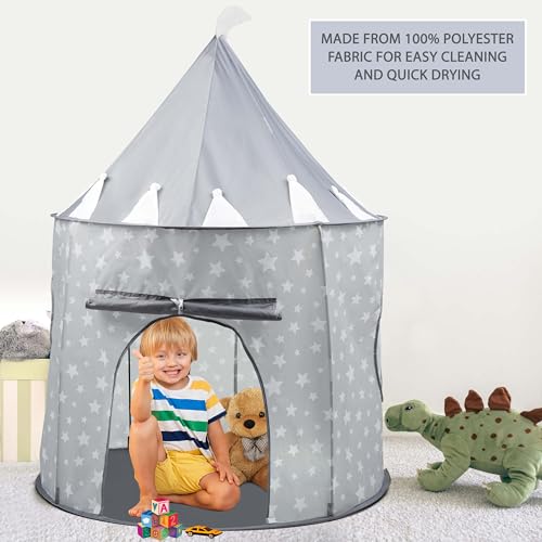 Crystals Kids Pop Up Play Tent – Princess Castle Playhouse for Children | Sensory Tents for Children | Barbie Kid Tent | Foldable Pop Up Playhouse Fun Toy (Grey Tent) - Image 5
