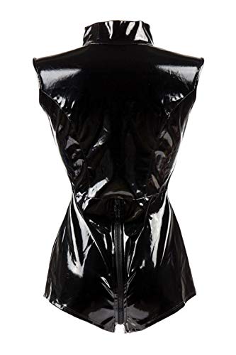 Justaucorps noir en cuir verni sexy combiné avec short boxer taille S style sauvage - 6