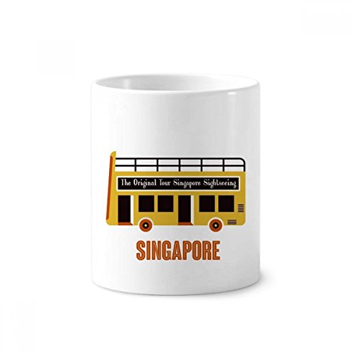 Mug Singapour en céramique blanche idée cadeau originale de 350 ml avec bus touristique