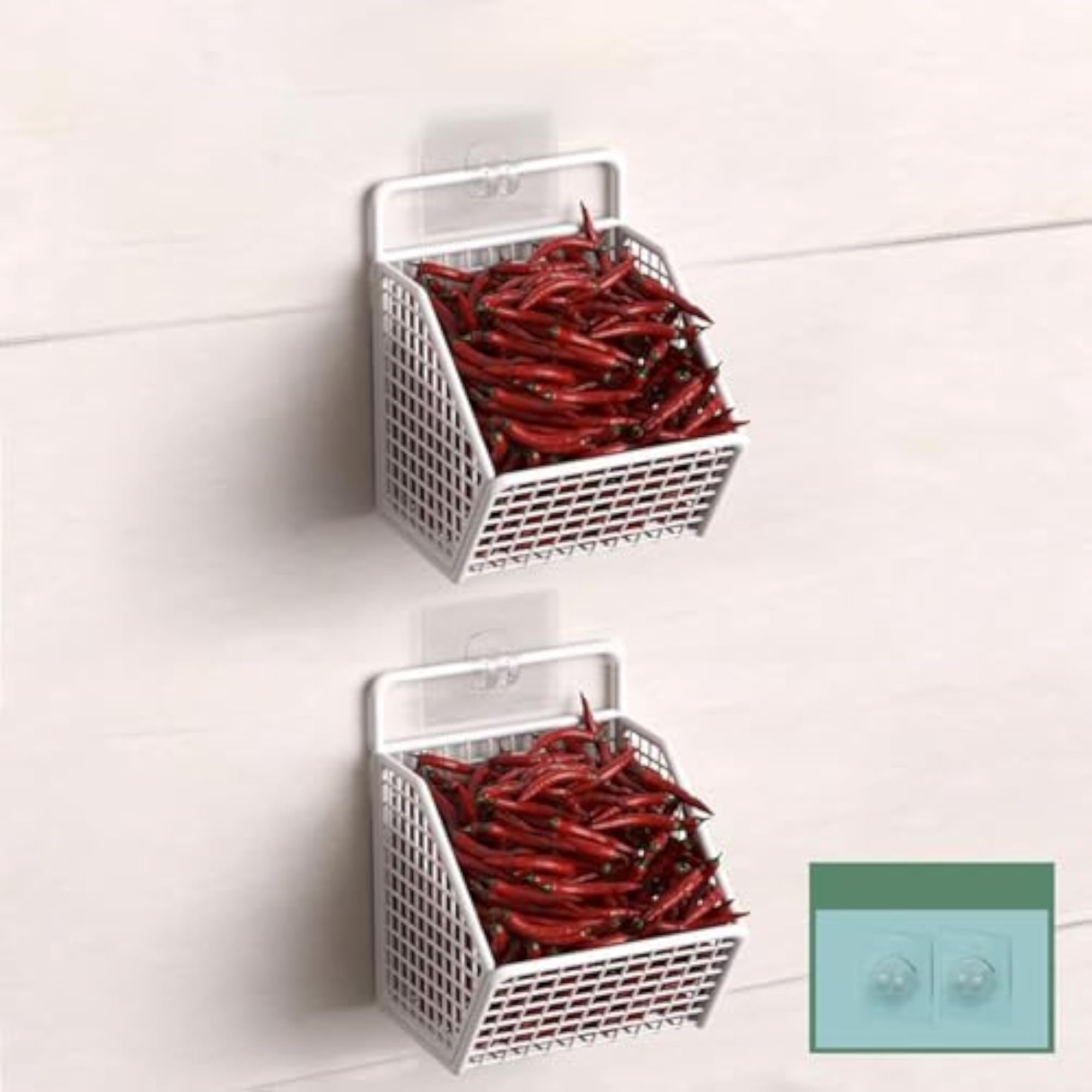 Grid Storage Baskets Wall Mounted Wall Decor for Pantry Living Room Bathroom Double Grid