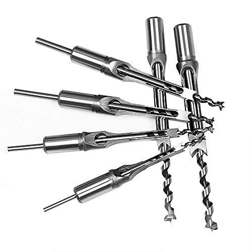 Wsoox 6Pcs Square Hole Drill Bits, Woodworking Mortiser Square Drill Bit, Woodworker Hole Saw Power Tool Kits(1/4 5/16 3/8 1/2 9/16 5/8 Inch) #TOP7