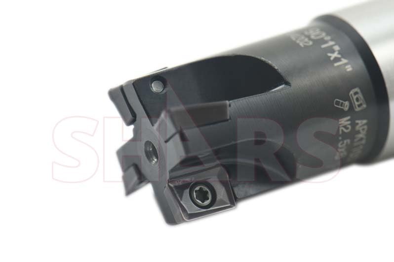 Image of Shars CNC 1 inch 4 Flutes 90 Indexable End Mill with 4 PCS APKT 22 1003 Insert New 404-1863W+404-6960(4) P[