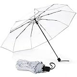 Oppingster Parapluie Pliable Transparent, Parapluie de Voyage Compact et Léger, Design Compact Léger et Résistant au Vent